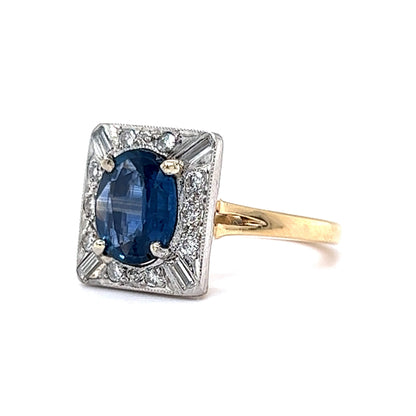 Vintage Two Toned Sapphire & Diamond Ring in 14k Gold