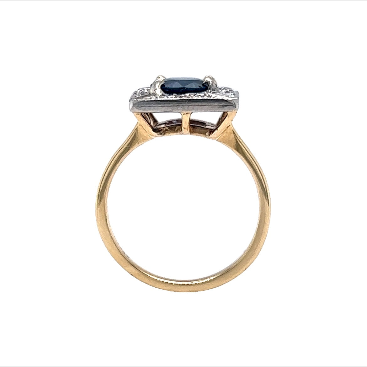 Vintage Two Toned Sapphire & Diamond Ring in 14k Gold