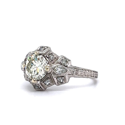 Unique Antique Art Deco Diamond Engagement Ring in Platinum