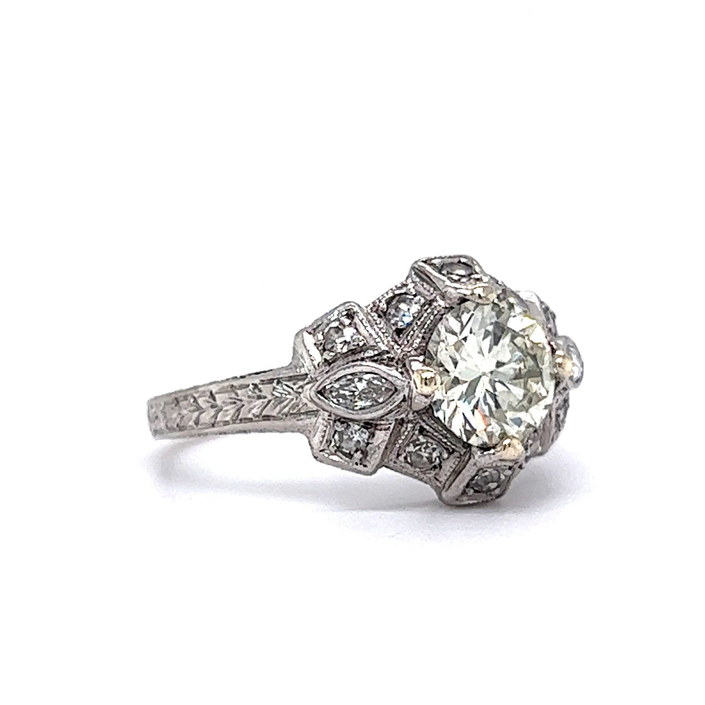 Unique Antique Art Deco Diamond Engagement Ring in Platinum