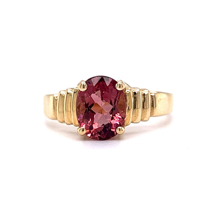 Oval Cut Pink Tourmaline Ring in 14k Yellow Gold