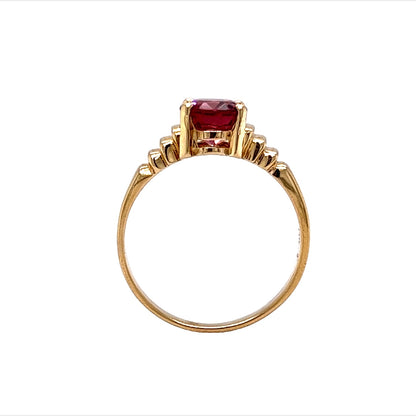 Oval Cut Pink Tourmaline Ring in 14k Yellow Gold