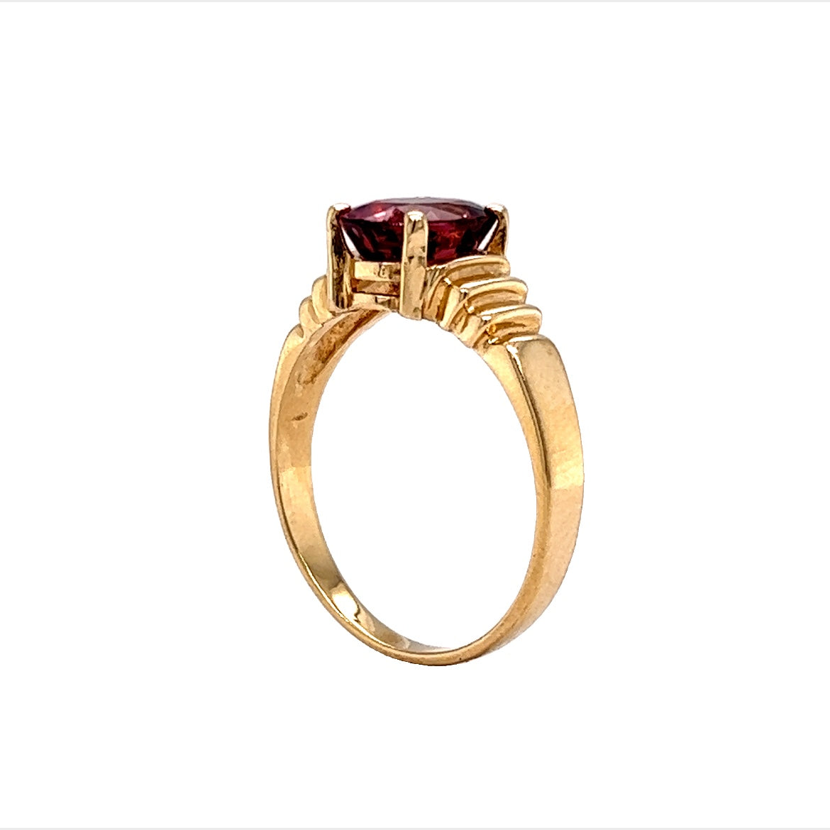 Oval Cut Pink Tourmaline Ring in 14k Yellow Gold