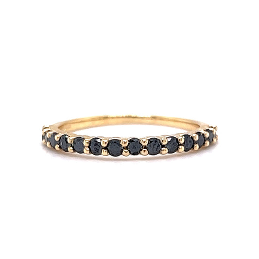 Black Diamond Wedding Band in 14k Yellow Gold