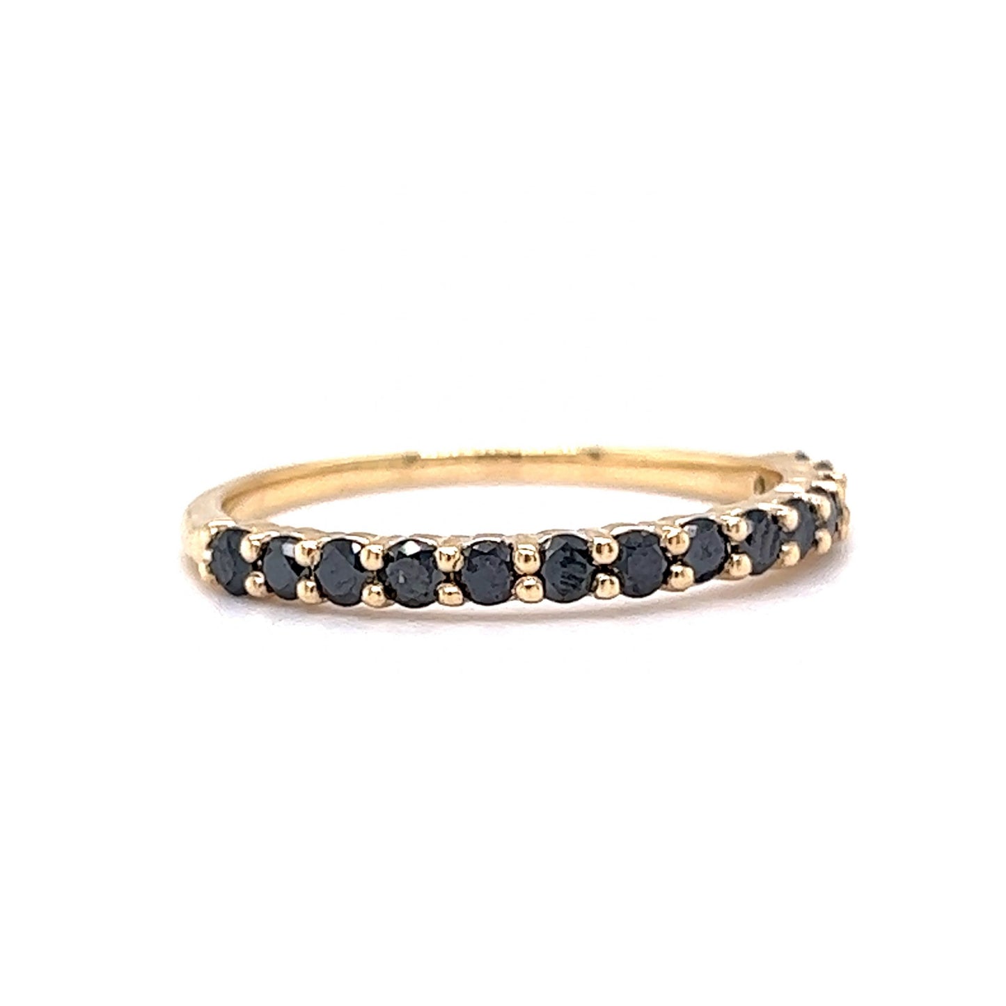 Black Diamond Wedding Band in 14k Yellow Gold