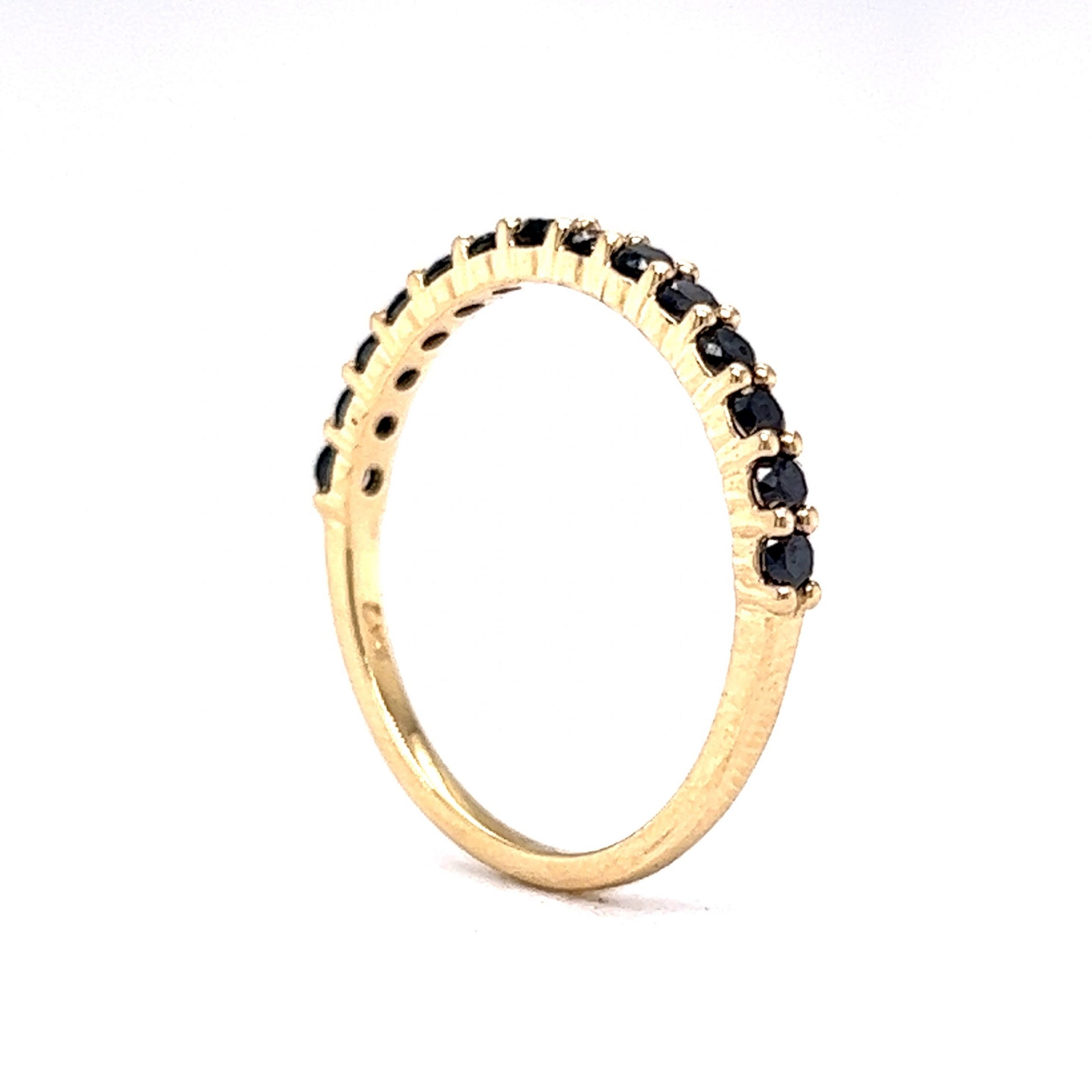 Black Diamond Wedding Band in 14k Yellow Gold