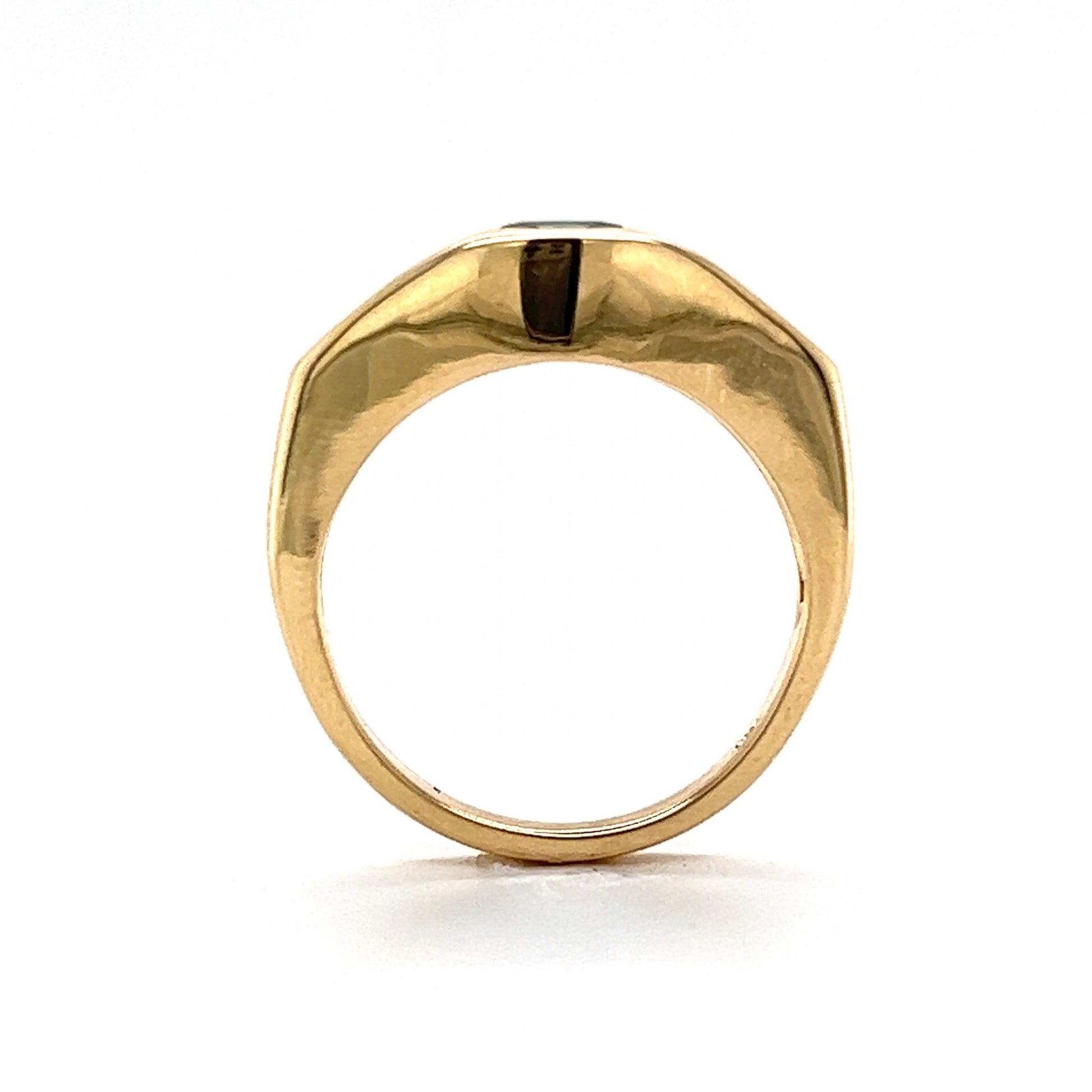 Flush Set Emerald & Sapphire Cocktail Ring 14k Yellow Gold