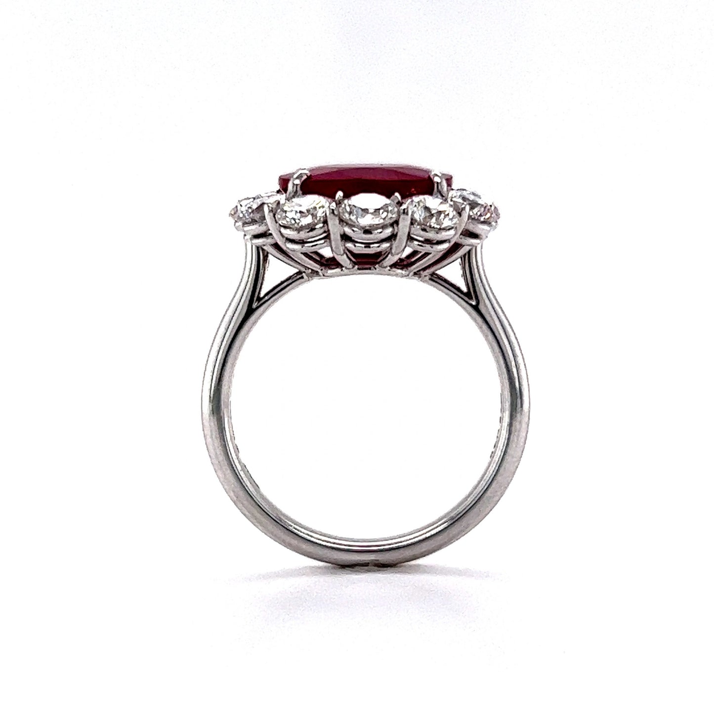 Diamond Halo Ruby Cocktail Ring in Platinum