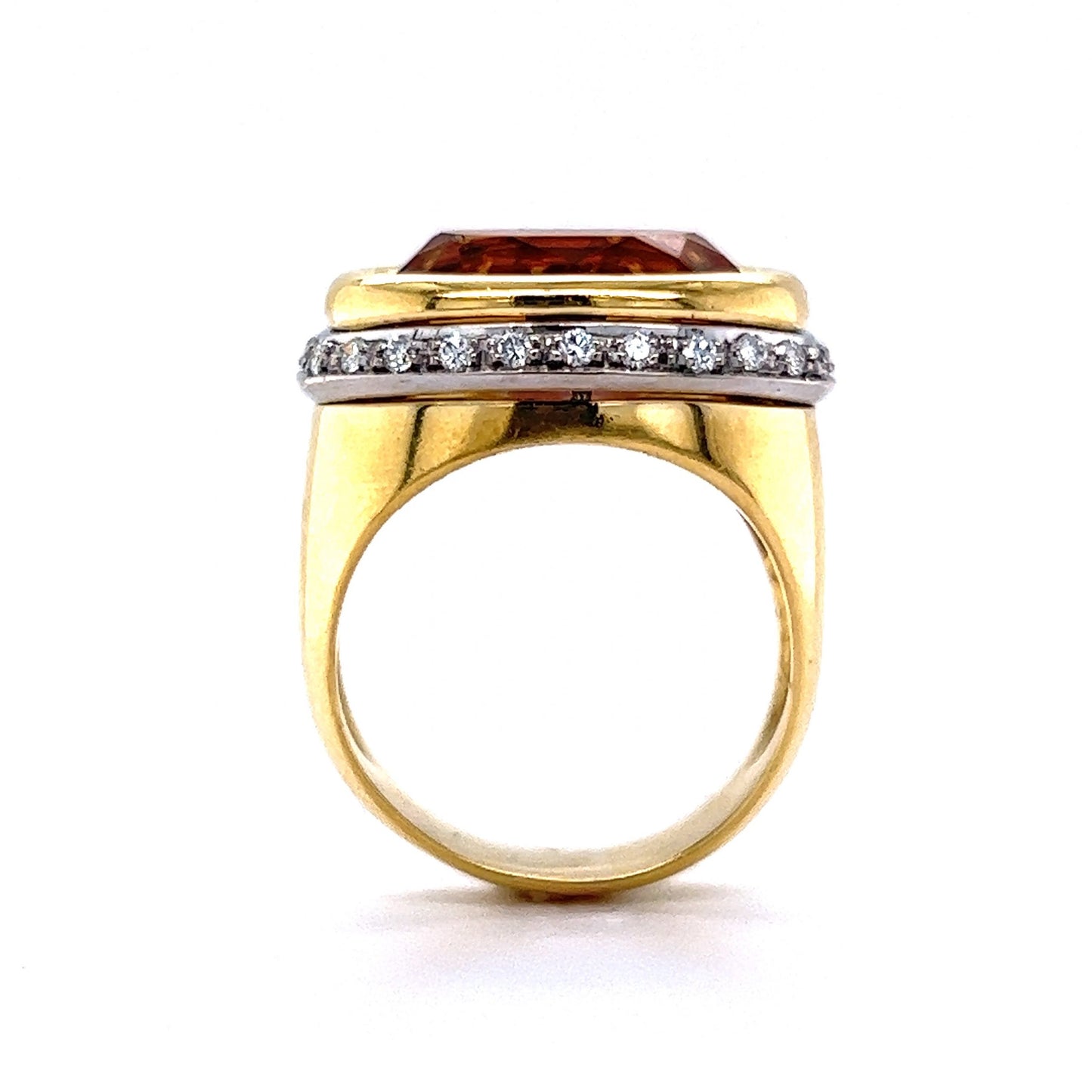 Oval Cut Citrine & Diamond Cocktail Ring in 18k Yellow Gold