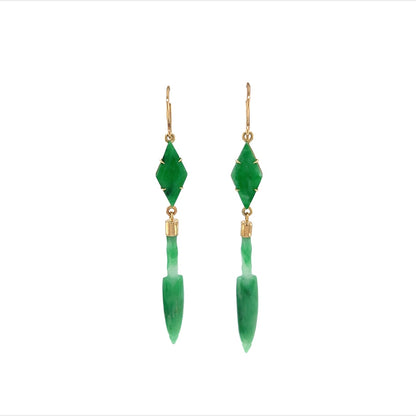 Jade Dagger Drop Earrings in 14k Yellow Gold