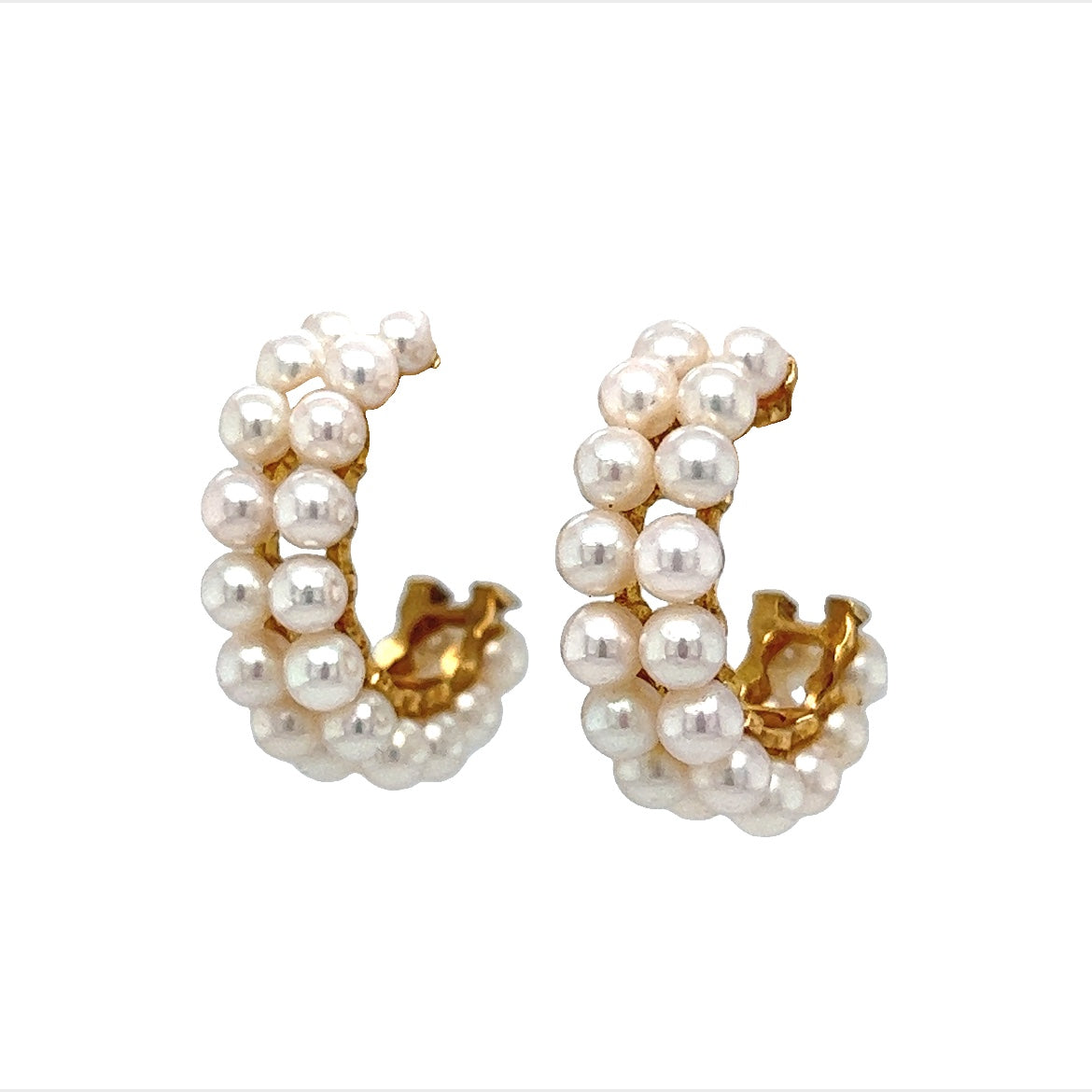 Mikimoto Pearl Hoop Earrings in 14k Yellow Gold