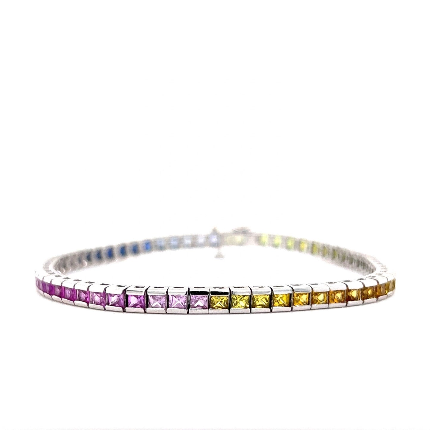 Rainbow Sapphire Tennis Bracelet in 10k White Gold