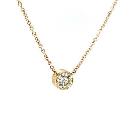 1.61 Bezel Set Old European Diamond Necklace in 14k Gold