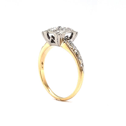 .33 Retro Pave Diamond Cluster Engagement Ring in 14k Gold