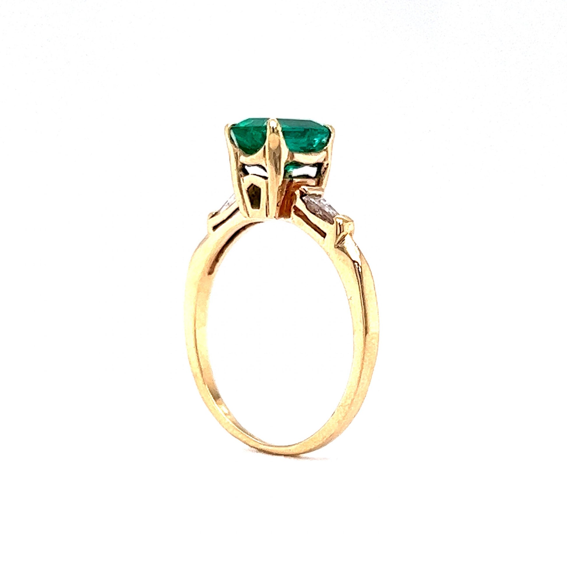 .94 Emerald & Diamond Engagement Set in 14k Yellow Gold