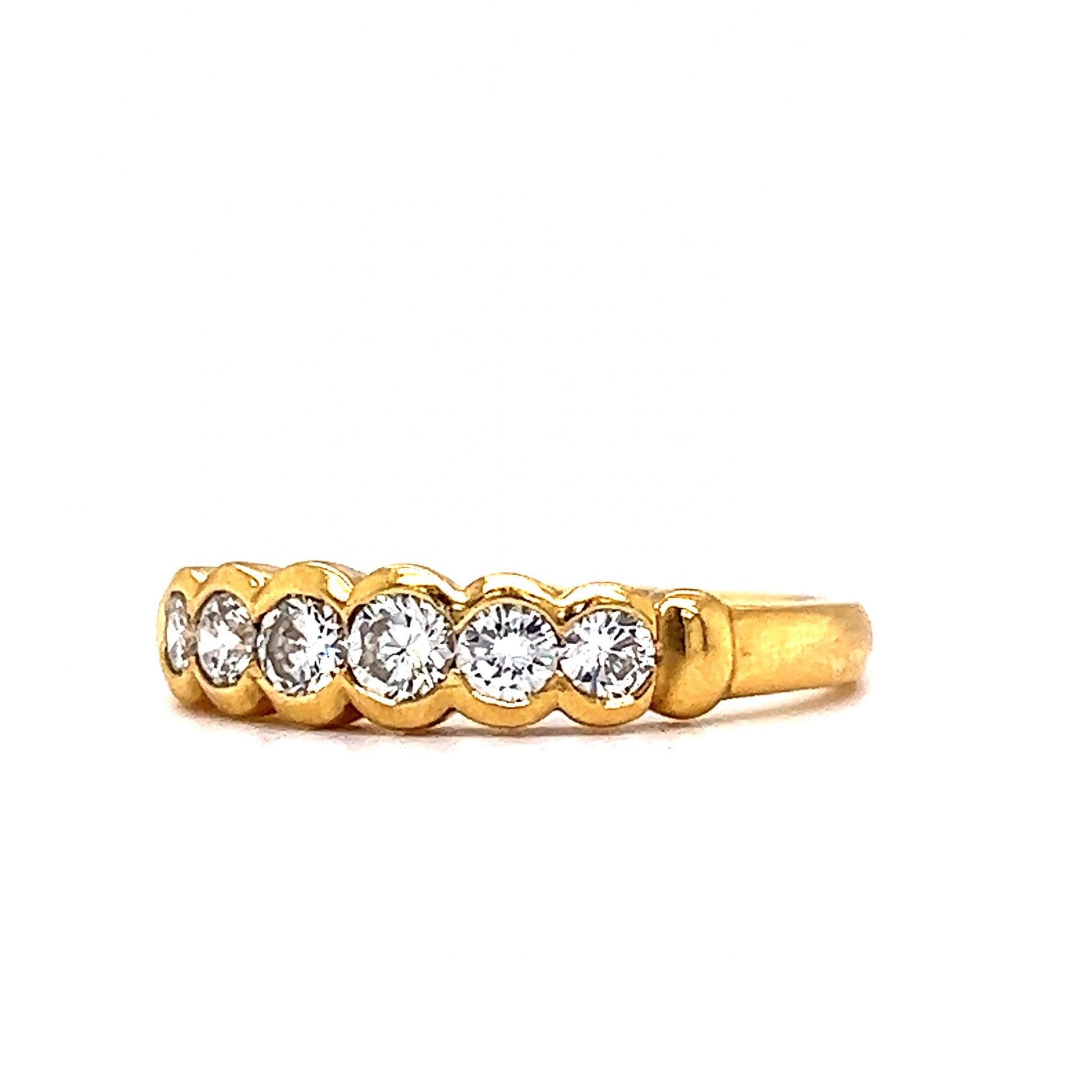 Connected Bezel Set Diamond Stacking Ring in 18k Yellow Gold