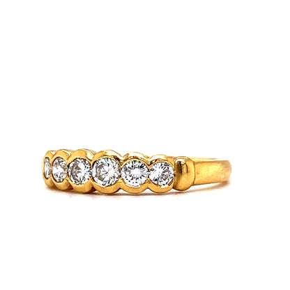 Connected Bezel Set Diamond Stacking Ring in 18k Yellow Gold