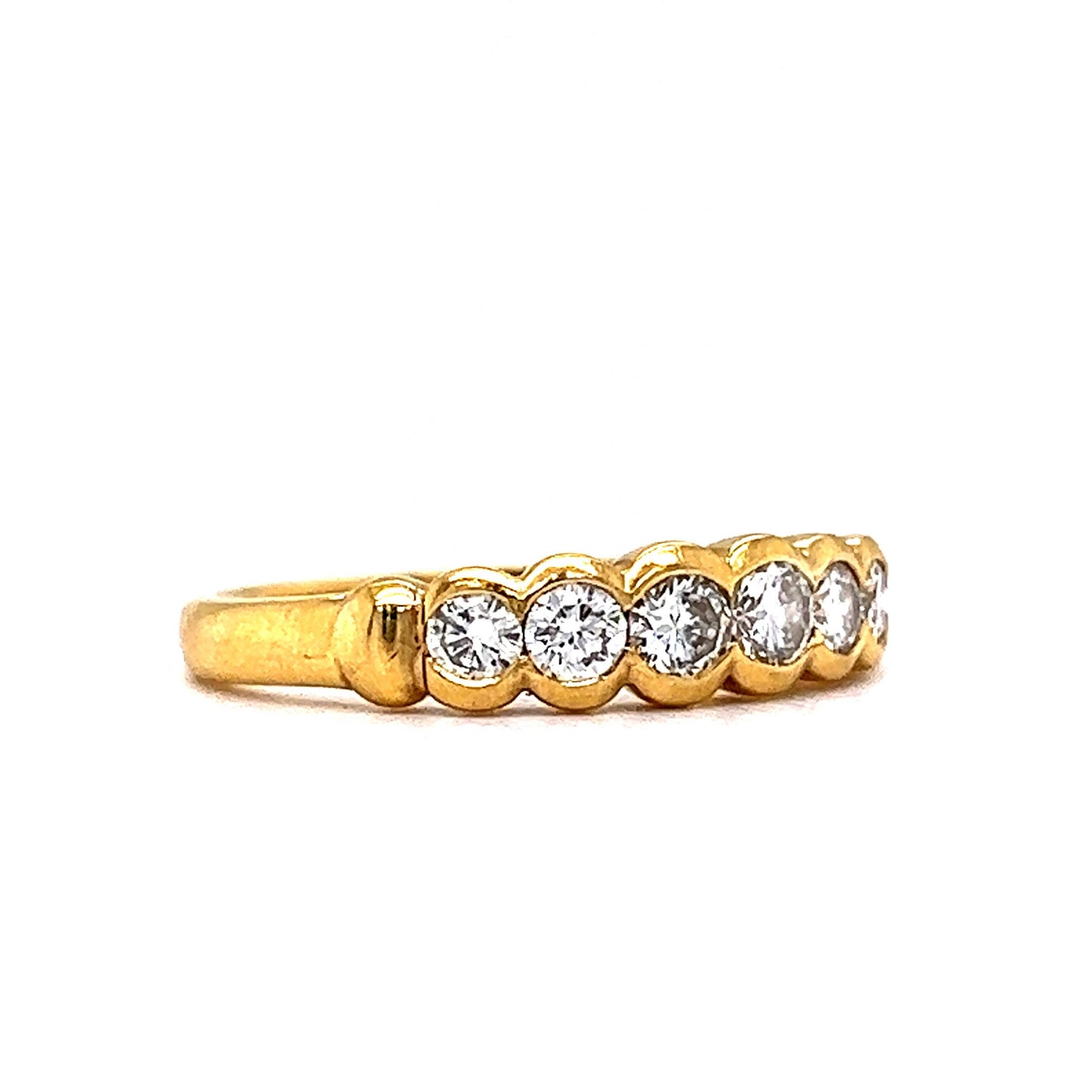 Connected Bezel Set Diamond Stacking Ring in 18k Yellow Gold