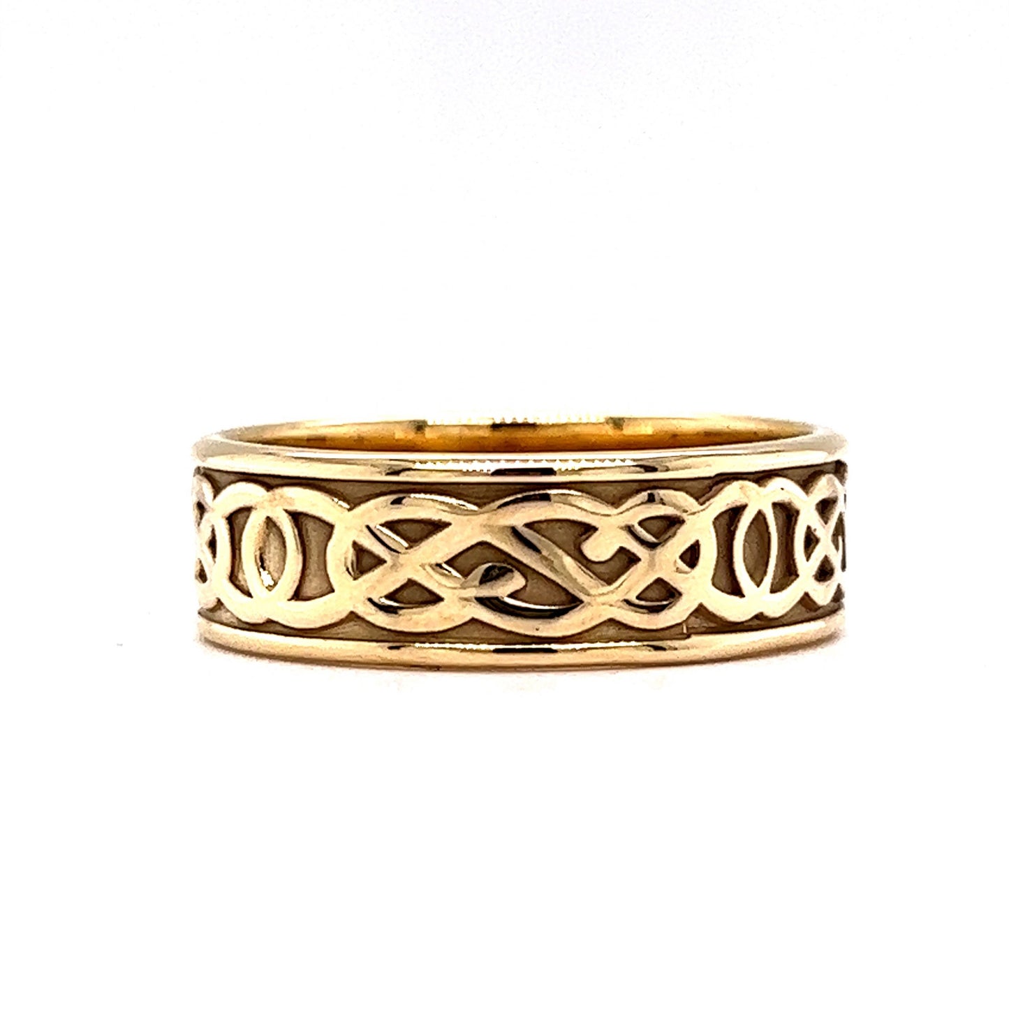 Men's Celtic Engraved Wedding Band in 14k Yellow Gold