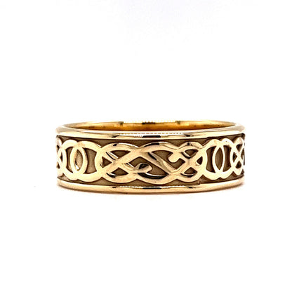 Men's Celtic Engraved Wedding Band in 14k Yellow Gold