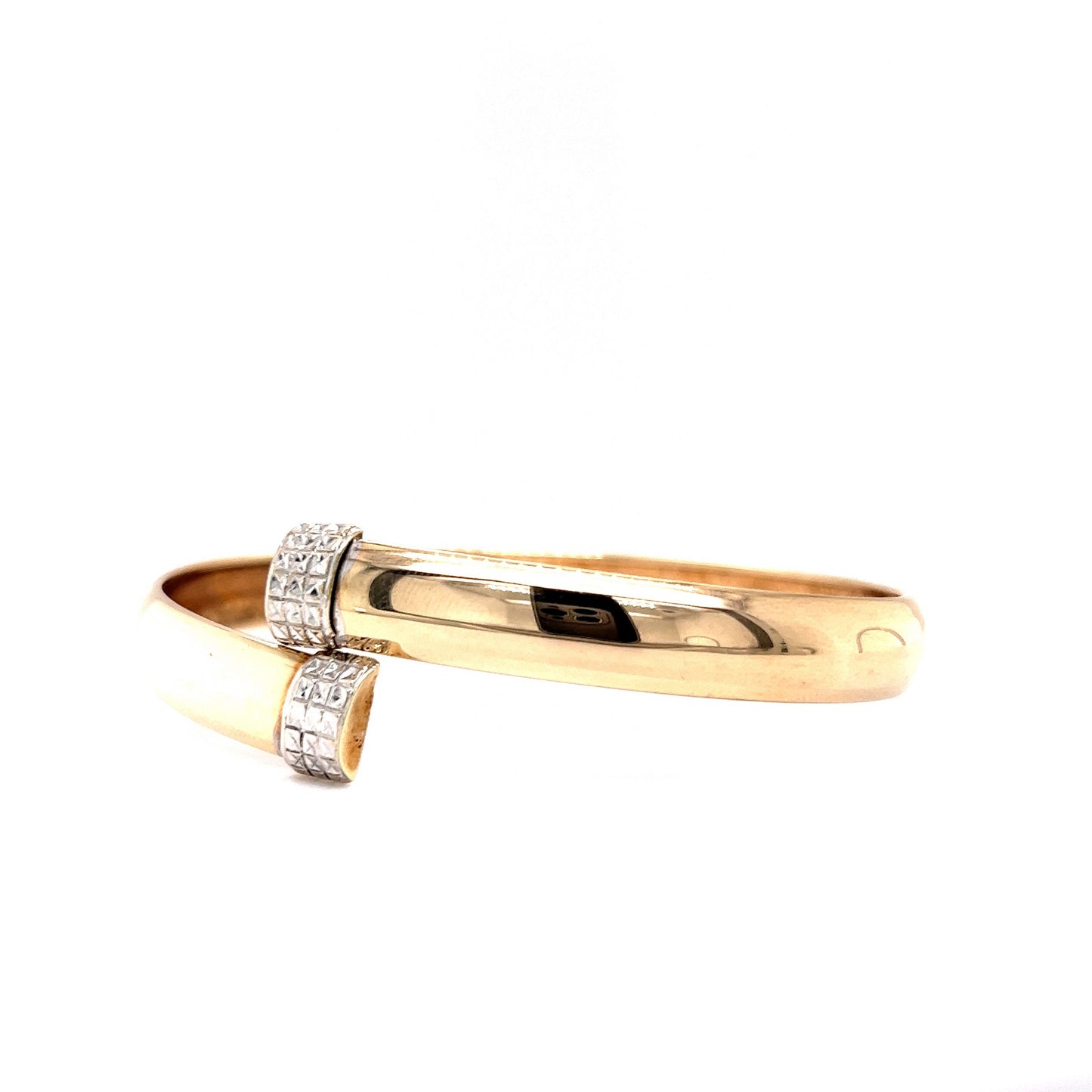 Mid-Century Wrap Bangle Bracelet in 10k Yellow & White Gold