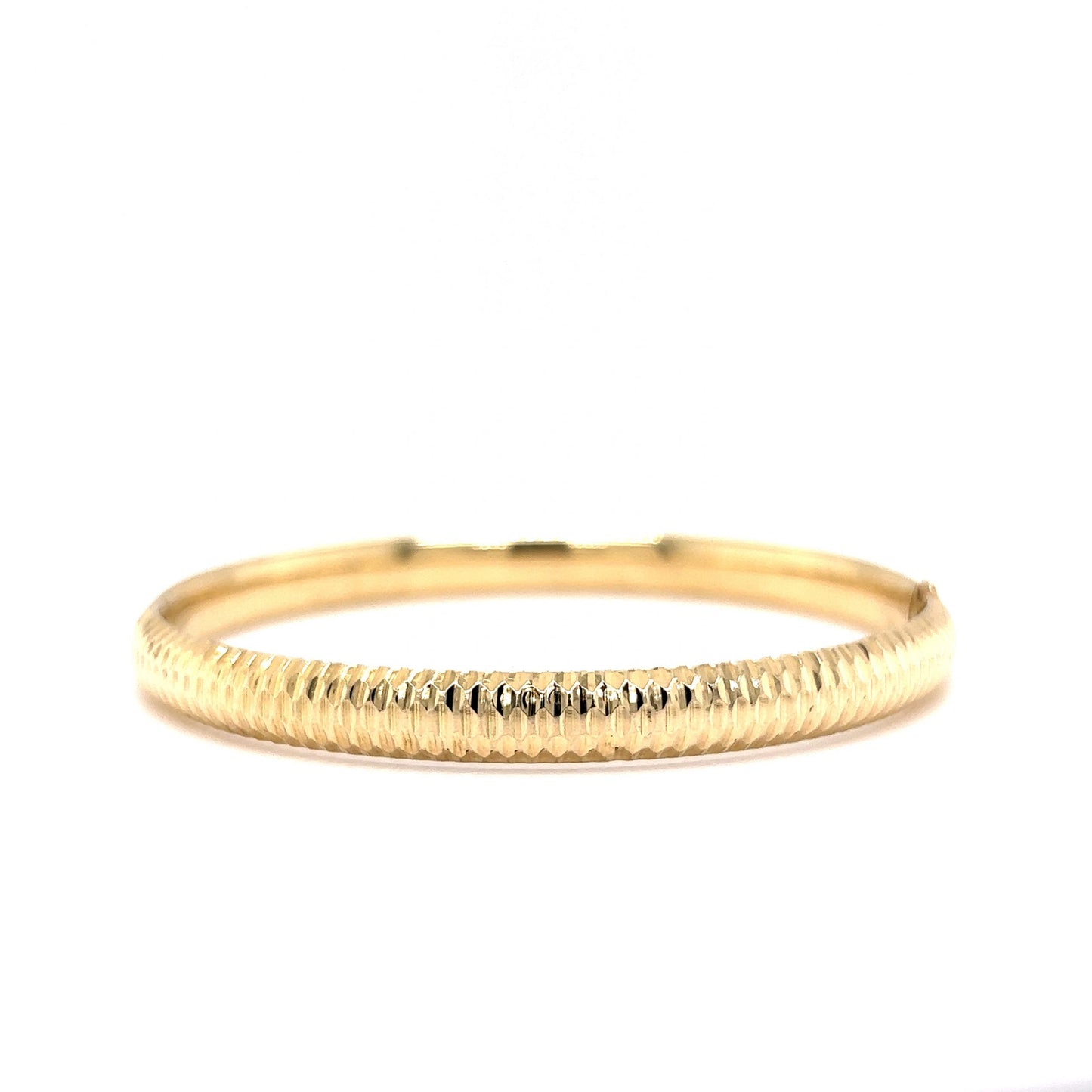 Mid-Century Textured Bangle Bracelet in 14k Yellow Gold