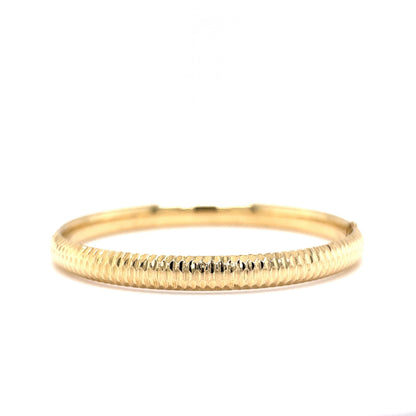 Mid-Century Textured Bangle Bracelet in 14k Yellow Gold