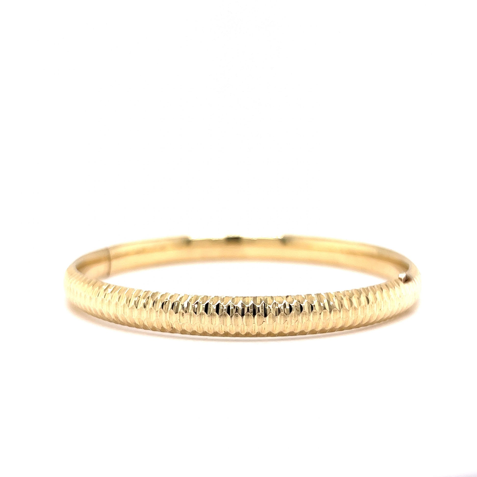 Mid-Century Textured Bangle Bracelet in 14k Yellow Gold