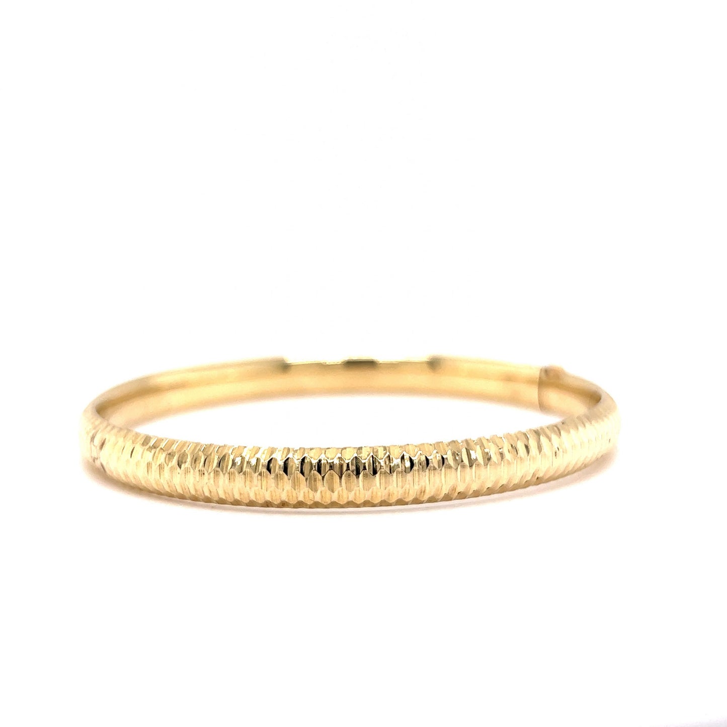 Mid-Century Textured Bangle Bracelet in 14k Yellow Gold