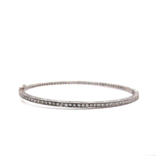 Antique Inspired Diamond Bangle Bracelet in Platinum
