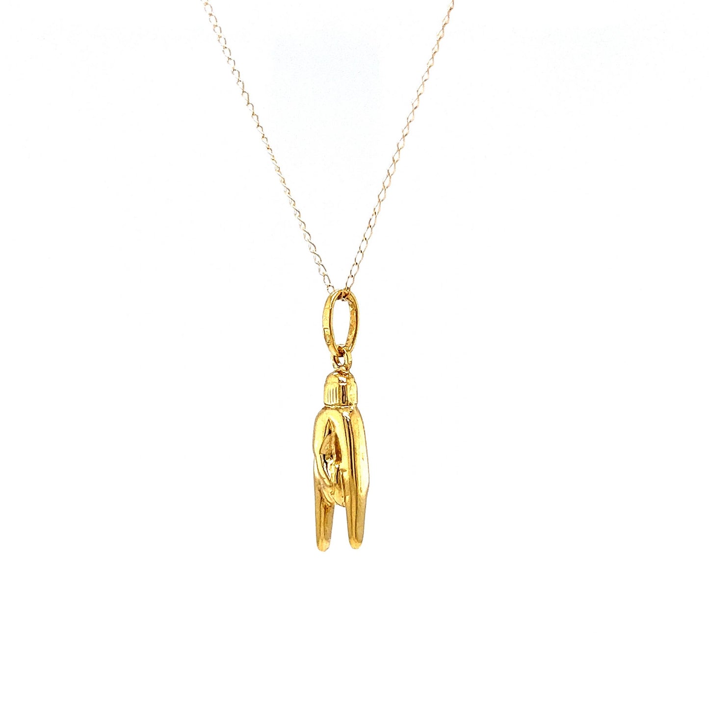 Rock On Good Luck Hand Pendant Necklace in 14k Yellow Gold