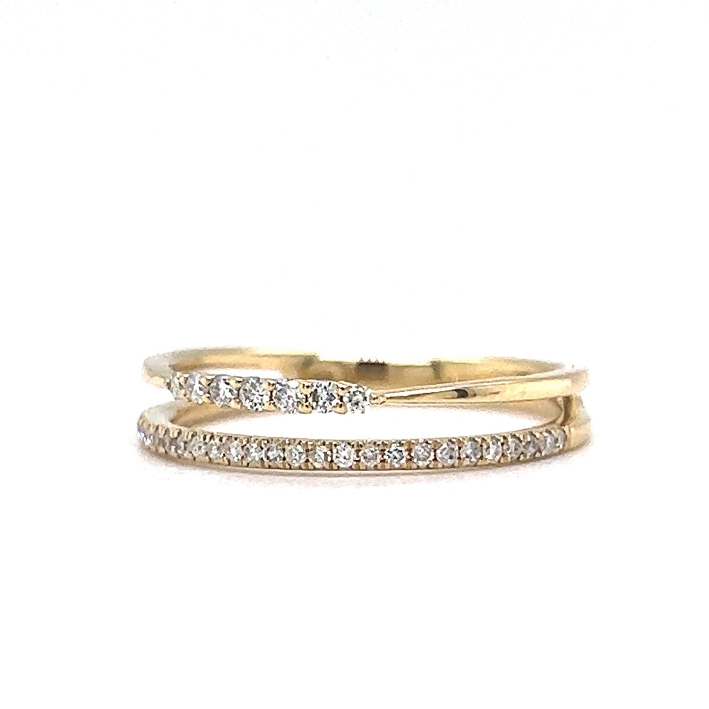 Double Band Pave Diamond Stacking Ring in 14k Yellow Gold