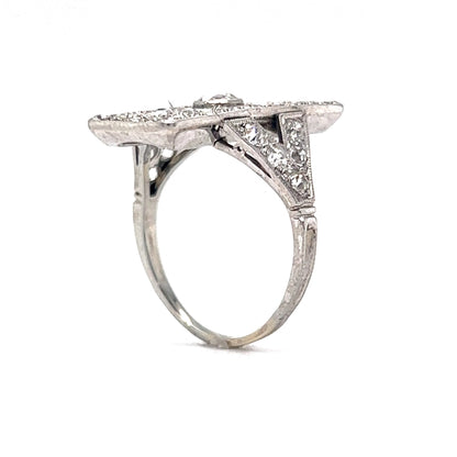 Edwardian Rectangular Diamond Cocktail Ring in 14k White Gold