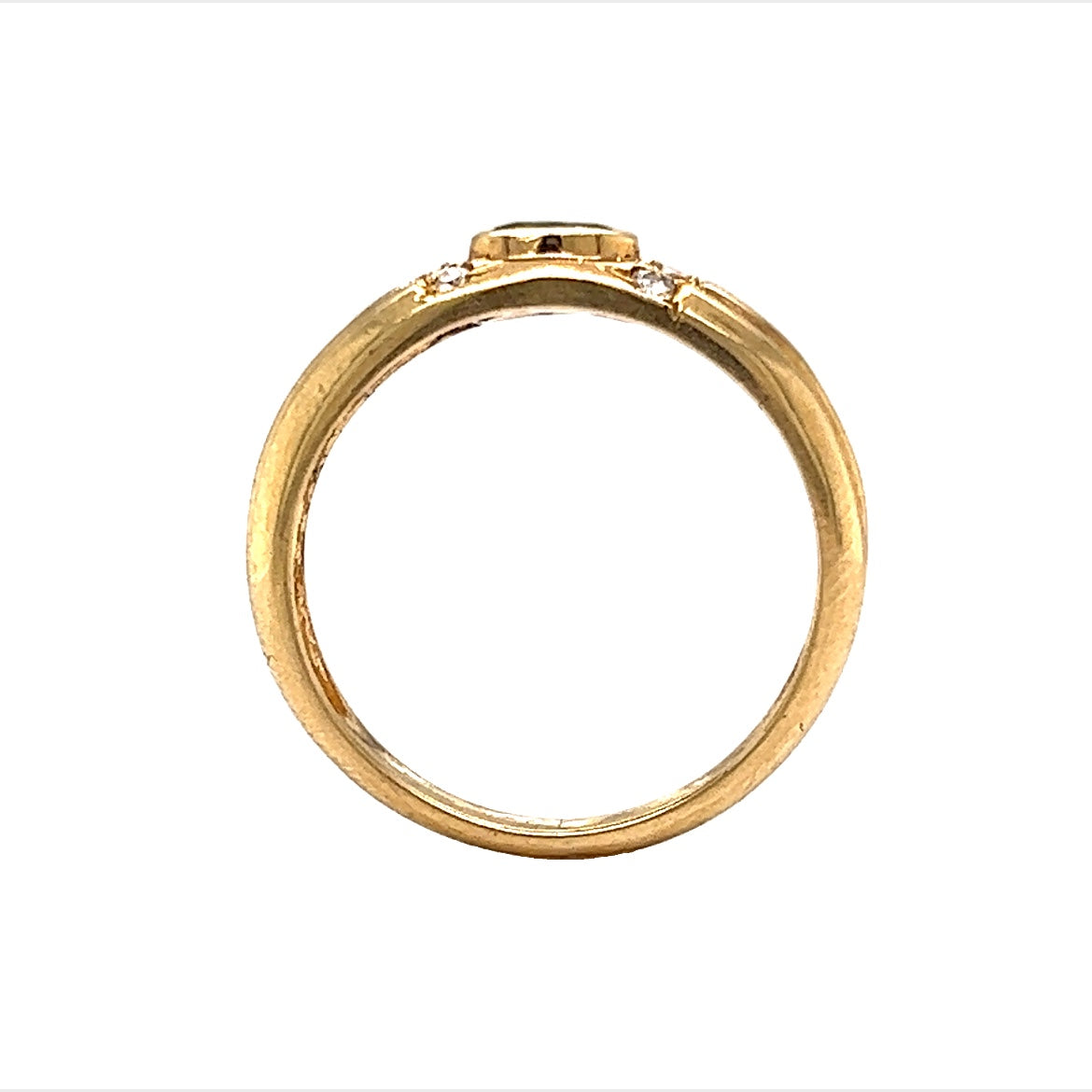 Bezel Set Emerald Diamond Stacking Ring in 14k Yellow Gold