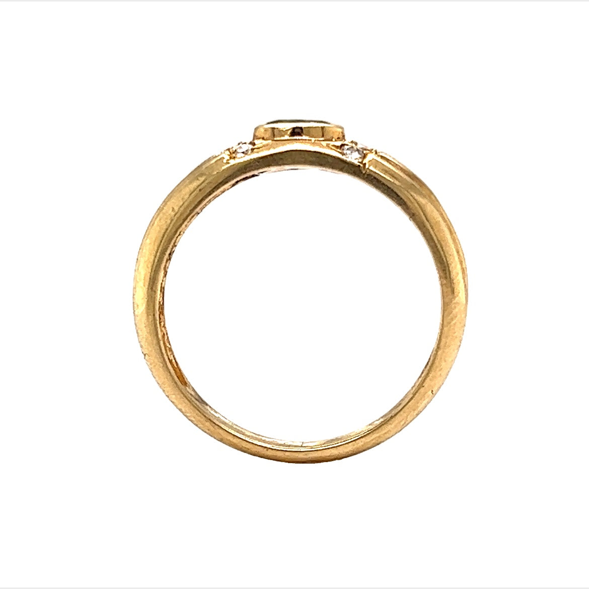 Bezel Set Emerald & Diamond Stacking Ring in 14k Yellow Gold