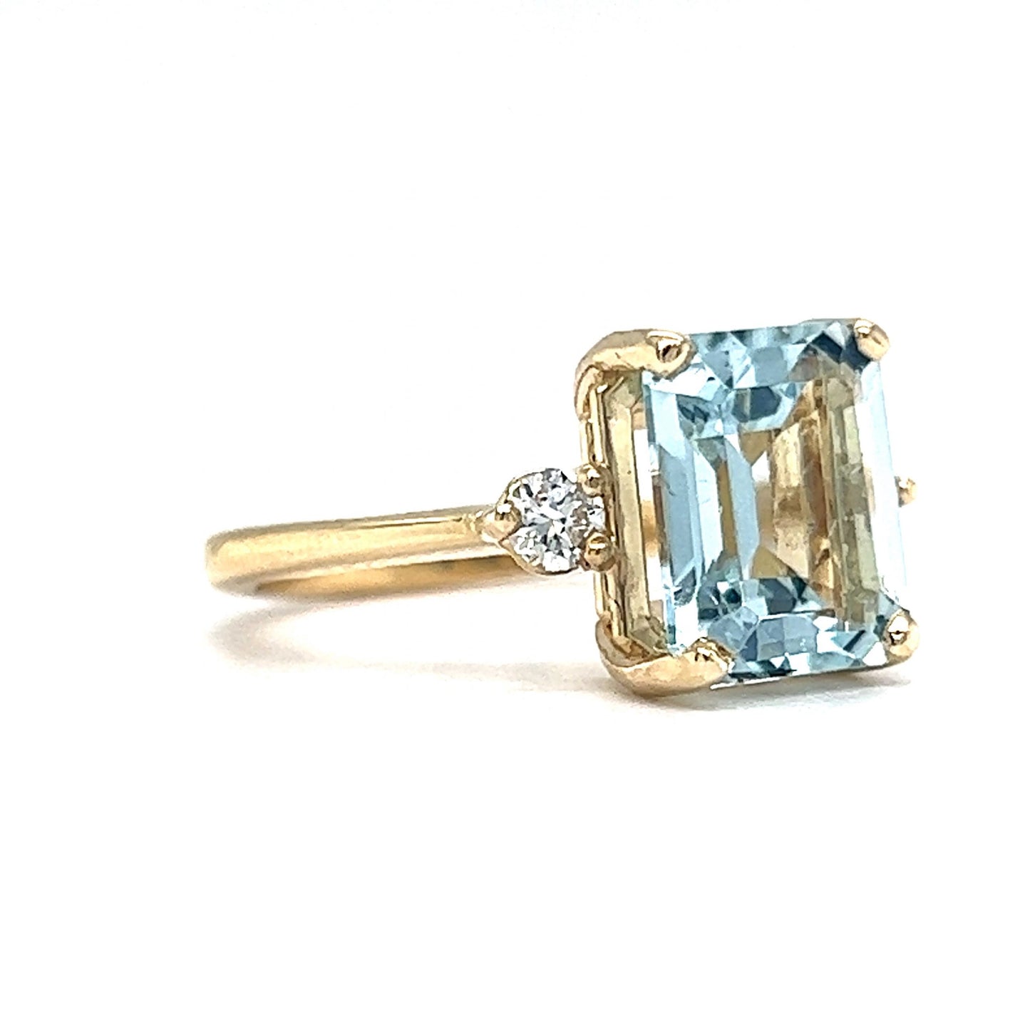 Classic Emerald Cut Aquamarine Engagement Ring in 14k Gold