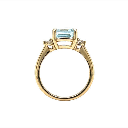 Classic Emerald Cut Aquamarine Engagement Ring in 14k Gold