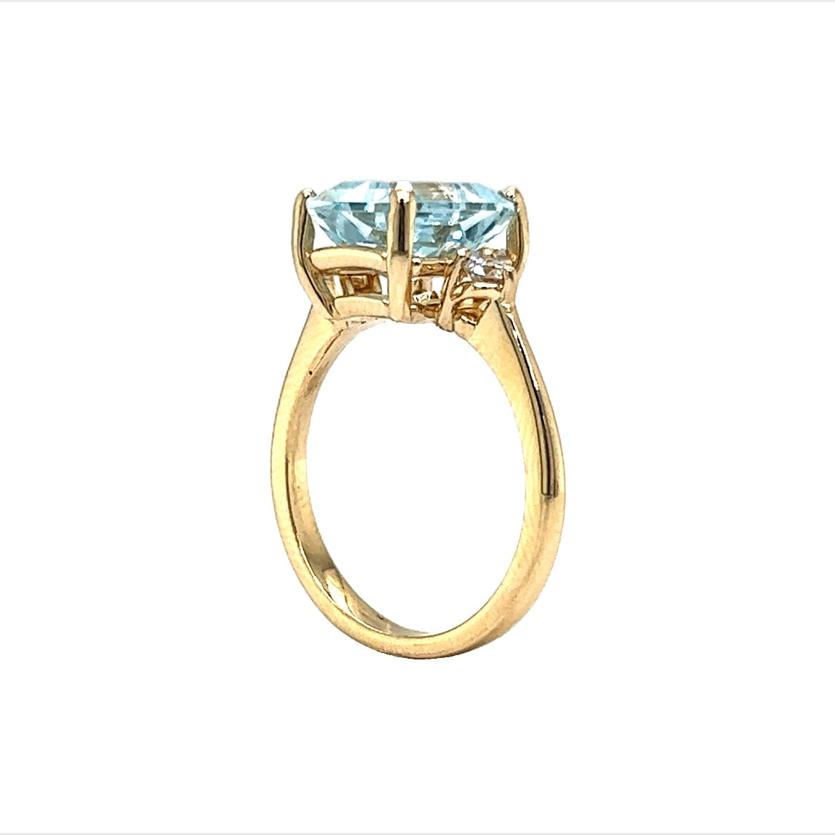 Classic Emerald Cut Aquamarine Engagement Ring in 14k Gold