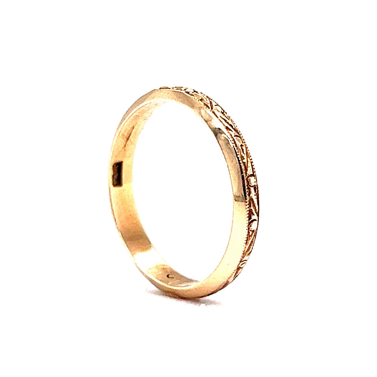 3mm Antique Engraved Wedding Band in 14k Yellow Gold
