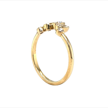 Bezel Set Pear Cut Curved Diamond Band in 14k Yellow Gold