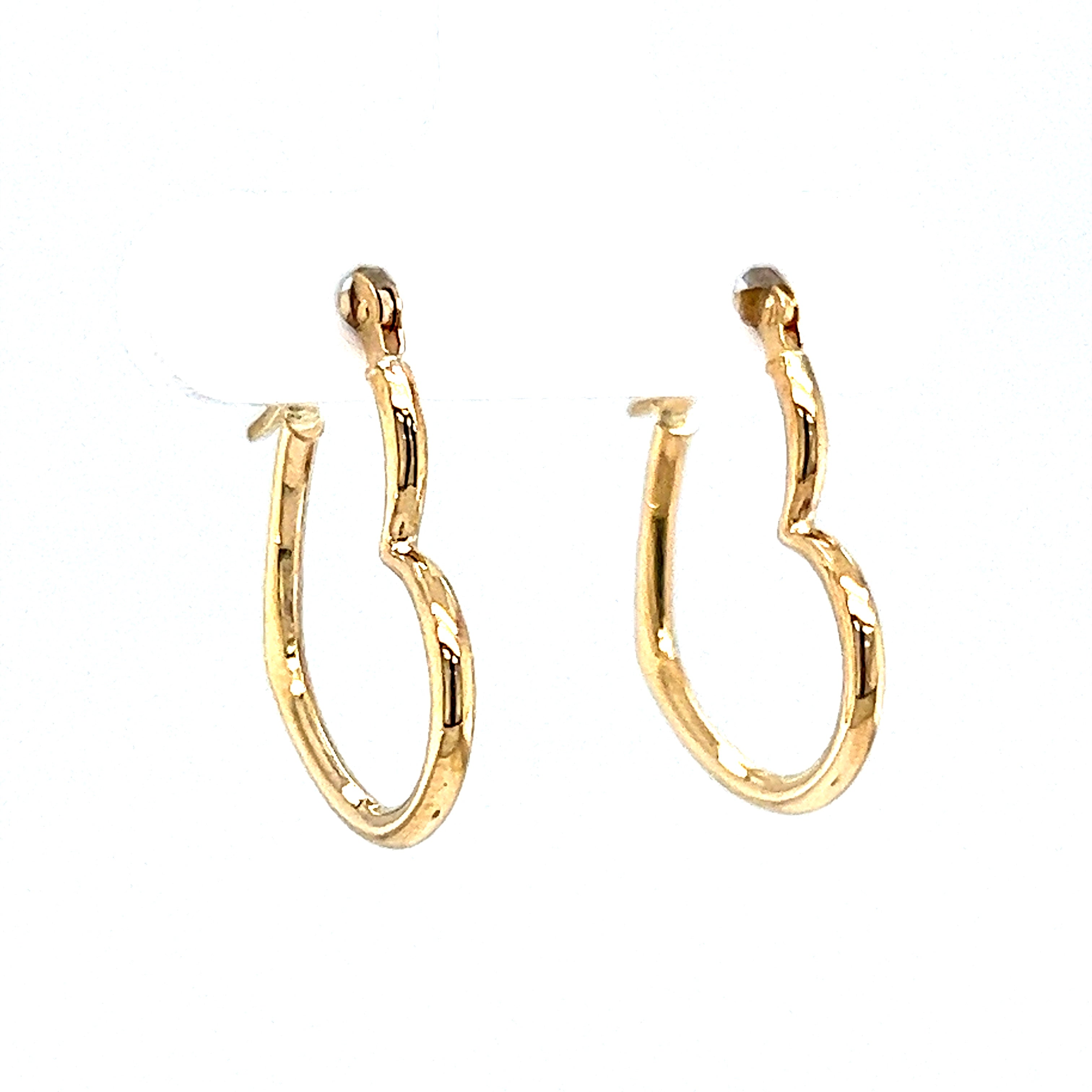 Heart Shaped Hoop Earrings in 14k Yellow Gold - Filigree Jewelers