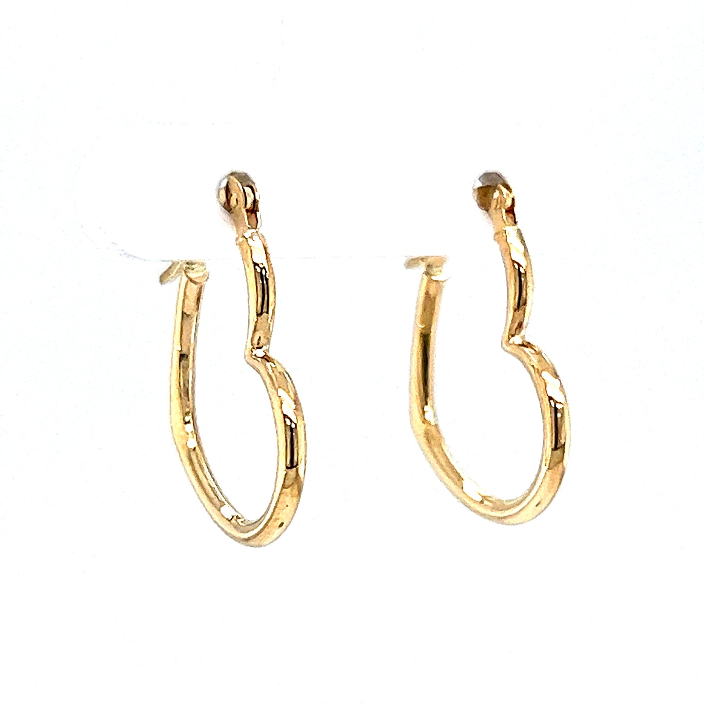 Heart Shaped Hoop Earrings in 14k Yellow Gold