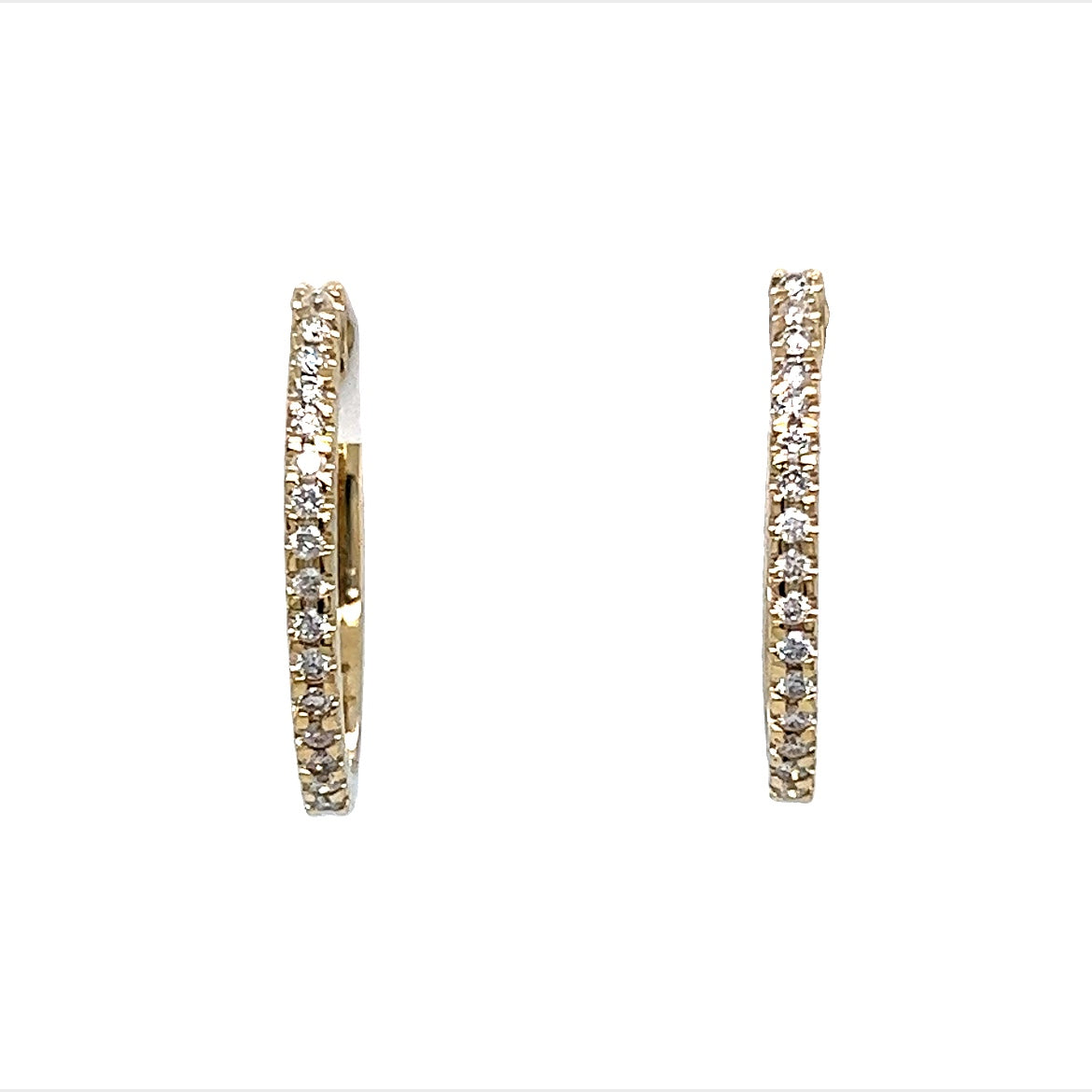 .28 Oval Diamond Hoop Earrings in 14k Yellow Gold