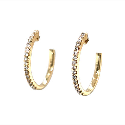 .28 Oval Diamond Hoop Earrings in 14k Yellow Gold