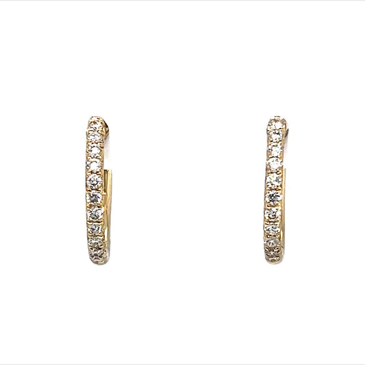 15mm Classic Diamond Hoop Earrings in 14k Yellow Gold