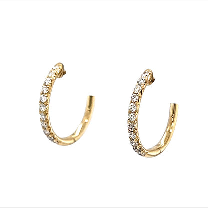 15mm Classic Diamond Hoop Earrings in 14k Yellow Gold