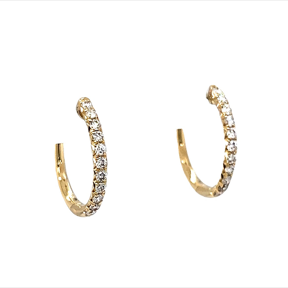 15mm Classic Diamond Hoop Earrings in 14k Yellow Gold