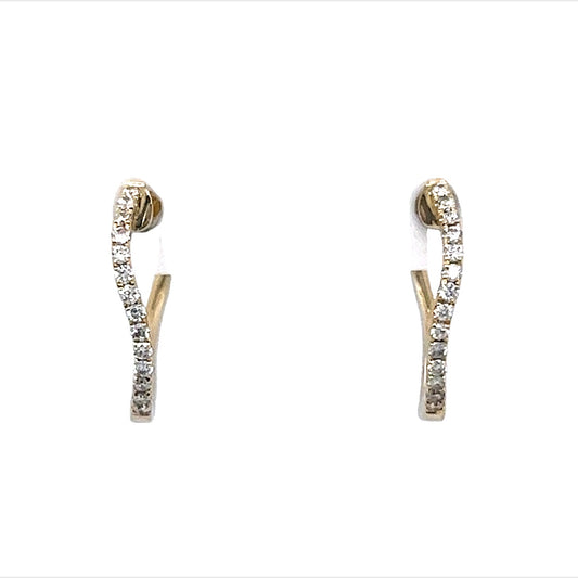 Everyday Diamond Wave Hoop Earrings in 14k Yellow Gold