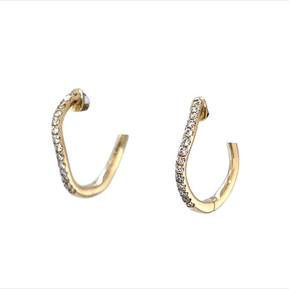 Everyday Diamond Wave Hoop Earrings in 14k Yellow Gold