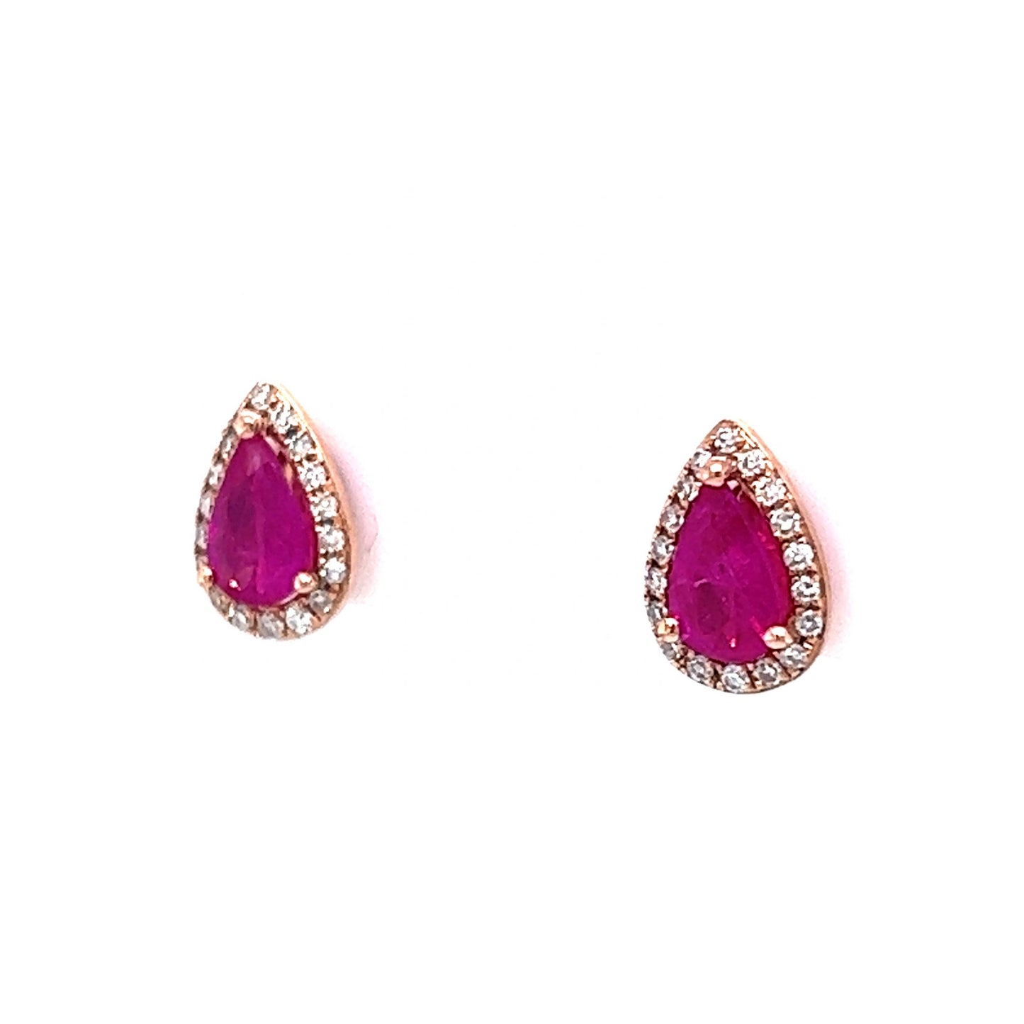 Effy Pear Cut Ruby & Diamond Stud Earrings in 14k Rose Gold